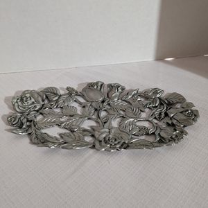 Vintage Seagull Canada Pewter 1996 trinket tray roses and leaves  Ethain Zinn